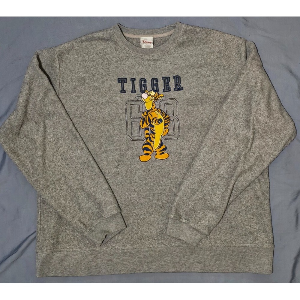 Vintage Disney Sweater Adult XL Gray Winnie The‎ Pooh Tigger Fleece Sweatshirt